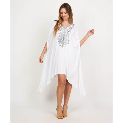 Moonlight Asymmetric Cut Embroidery Kaftan