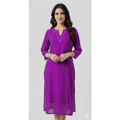 Bright Purple Plain Kurta
