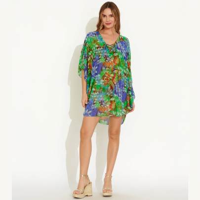 Multicolor Tropical Print Georgette Kaftan