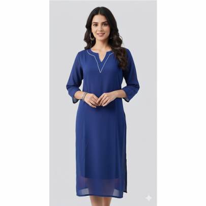 Navy Blue Solid plain Kurta