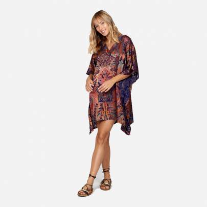 Printed Brasso Beach Kaftan Free Size – Luxury Resort Wear for Women | Sun-Rose Fashions