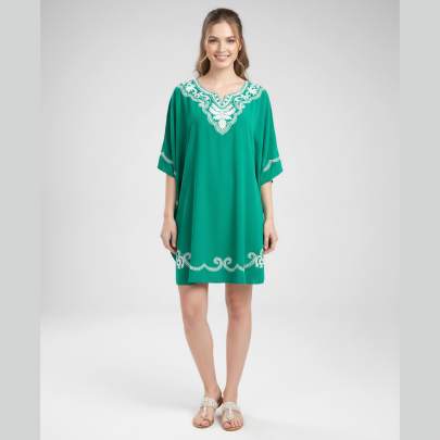 Sea Green Embroidered Kaftan     One size fits all