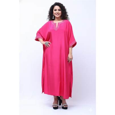 Solid Pink Beachwear Long Kaftan