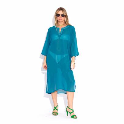 Teal Beach kurta Cover Up