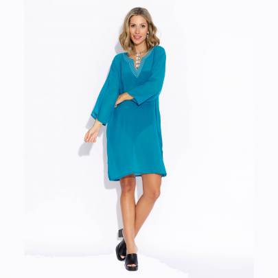 Teal Blue Georgette Kurta Dress – Lightweight Summer Kurta XL