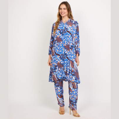 Animal Print Kurta Pant Set