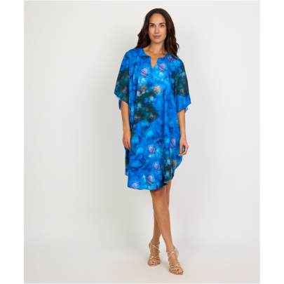 Blue Abstract Print Kaftan Dress 