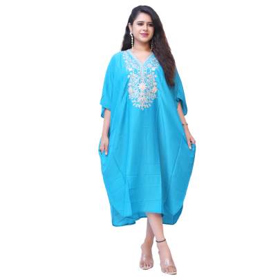 Blue Floral Print Kaftan