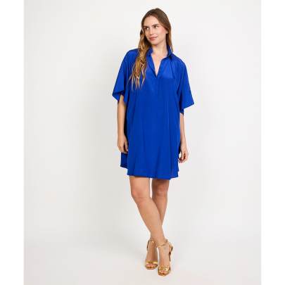 Collar Neck Blue Beach Cover up