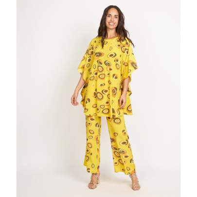 Dots Print Yellow Kaftan Pant Set