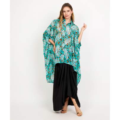 Leafy Print Kaftan Dhoti Skirt Set