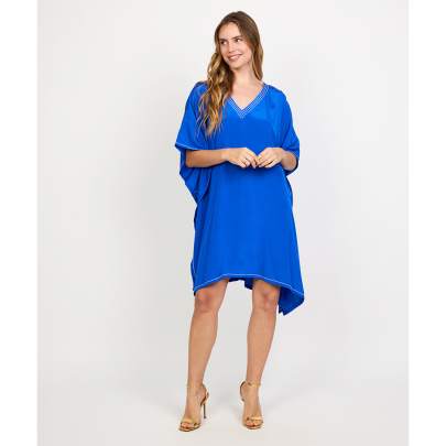 Long V Neck Embroidered Kaftan