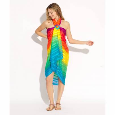 Satin Stripe Multi Color Beach Pareo with Buckle