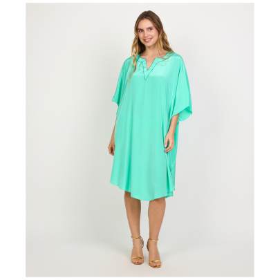 Sea Green V Neck Kaftan Dress 