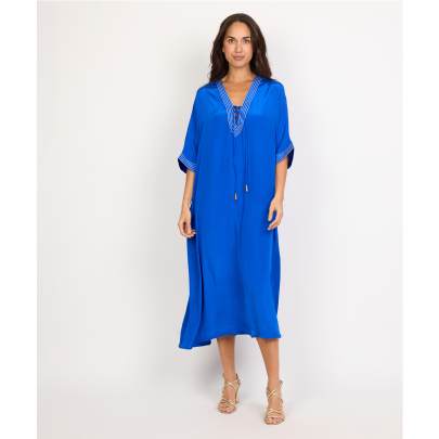 Solid Long Designer Blue Kaftan