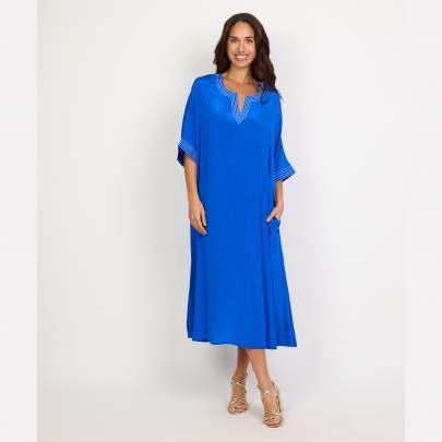 Solid Long Embroidered Kaftan 