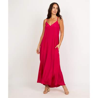 Pink V Neck Strappy Dress 